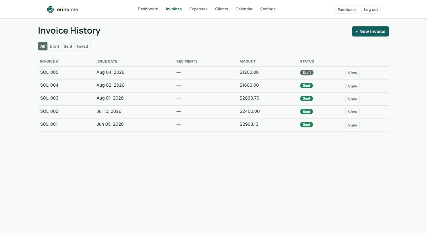 Invoice history list